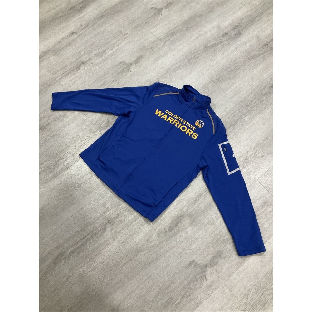 Majestic NBA Golden State Warriors Warmup Zip-Up Thermabase Jacket Large